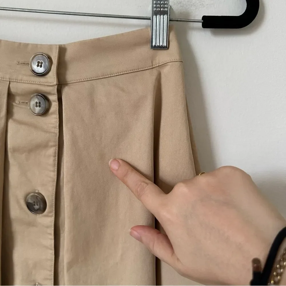 COS Beige Button-Back A-Line Midi Skirt - Size 2 - Minimalist Workwear